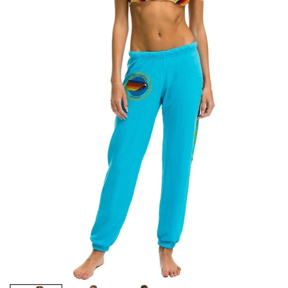 Aviator nation blue set neon blue sweatshirt zip up and sweatpants - Picture 3 of 13